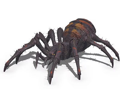 3D Rendered Reptile With Spiky Legs And Brown Orange Striped Body 3d model
