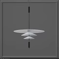Modern Minimalist Pendant Light With Layered White Shades And Metal Rod For Interior Design