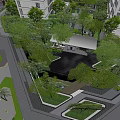Tranquil Residential Landscape With Lush Trees Green Lawn Stone Pathway And Seating Area
