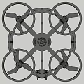 Modern Black Quadcopter Drone with Protective Frame and Rotor Design