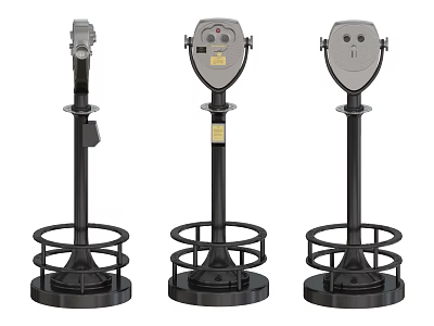 Heavy Duty Industrial Equipment With Three Black Base Silver Top Parking Meters 3d model