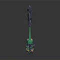 Mythical Creature Character With Green Body Yellow Horns White Mane Red Decorations And Black Tail