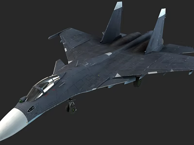 Gray Fighter Jet With Twin Tails Sleek Airframe And Extended Landing Gear 3d model