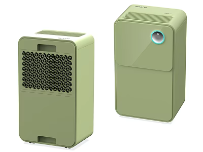Two Modern Green Household Appliances With Sleek Front Panel And Indicator Light 3d model