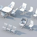Various Office Chairs with Multiple Colors and Modern Styles for Workspace Use 3d model