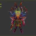 Fiery Mythical Warrior Character With Spiked Horns Flaming Armor And Red Orange Details
