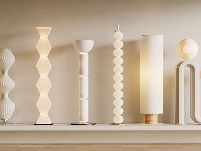 Modern Floor Lamps with Various Shapes and White Finish for Home Interior 3d model