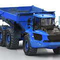 Blue Heavy Duty Dump Truck With Large Tires And Open Dump Bed