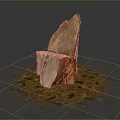 Wood and Stone Artistic Sculpture with Natural Texture Base and Fragment Design