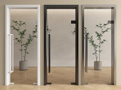 Modern Interior Swing Doors with White Black Silver Glass Panels Design 3d model