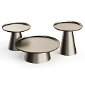 Modern Metal Round Accent Tables Set of Three with Conical Bases and Sleek Design