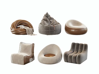Modern Single Sofa Designs Featuring Various Comfortable Styles Like Bean Bag Curved And Modular Shapes 3d model