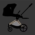 Sleek Modern Baby Stroller With Black Canopy Gold Frame And Wheels
