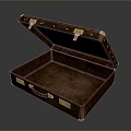 Brown Open Leather Suitcase With Velvet Interior Brass Clasps And Handle
