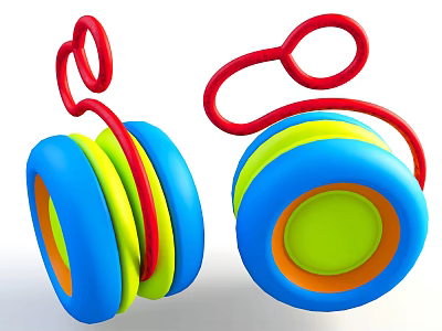 Colorful Stacked Ring Toys For Children With Blue Yellow Green Red And Orange Rings 3d model