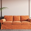 Simple three-seat sofa fabric flannelette with armrests 3d model