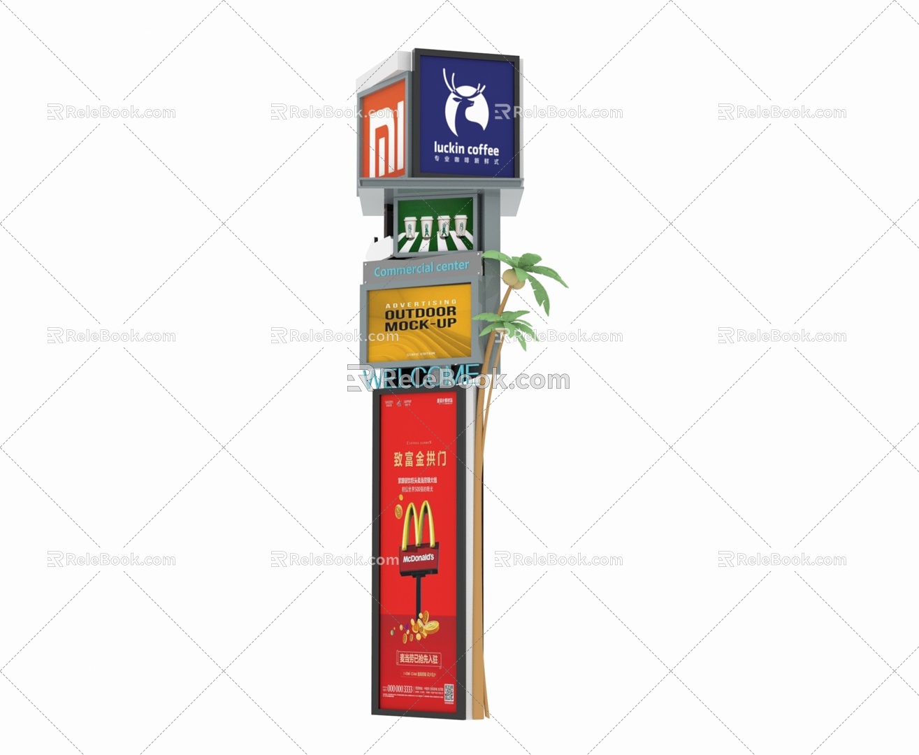 Guide board billboard seaside element creative billboard 3d model