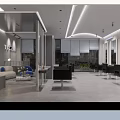 Modern Hair Salon Interior With Styling Chairs Mirrors And Elegant Decor