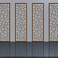 Four Wooden Hinged Doors With Geometric Hollow Patterns And Light Background Reflection 3d model