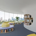 Modern Library Circular Library Center Arc Dot Rest Area Reading Area Creative Embedded Library Haikou Library Ma Yansong Library 3d model