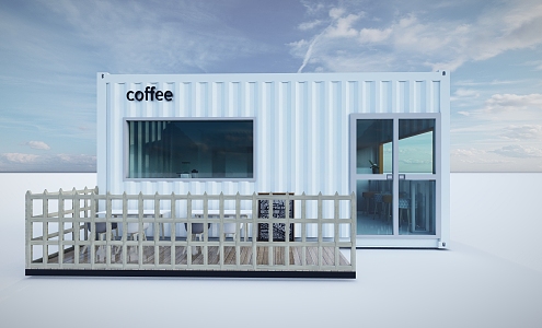 Modern Container Coffee Shop 3d model