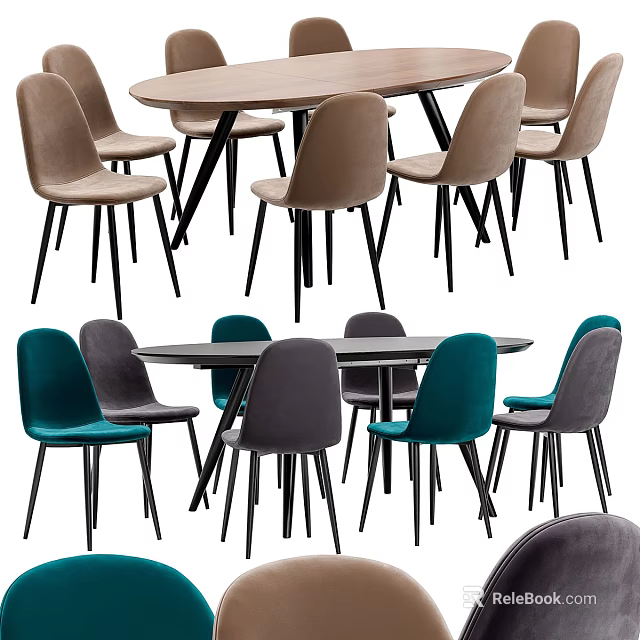 Modern Dining Chairs With Multiple Color Options Sleek Black Legs And Dining Table 3d model