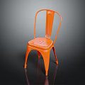 Modern Orange Metal Leisure Chair With Curved Backrest And Hollow Seat