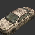 a car overgrown with weeds 3d model