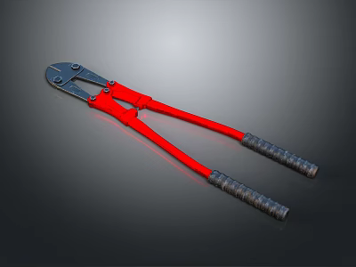 High Quality Red Bolt Cutters With Black Ergonomic Handles For Professional Hardware Tools Use 3d model