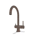 Rustic Metal Faucet With Curved Spout And Dual Handle Design