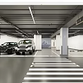 Modern Underground Parking Lot Parking Spaces Line Wall Design Cylindrical Design 3d model