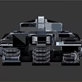 Futuristic Sci Fi Tank With Blue Silver Armor And Dual Cannons