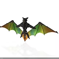 Horned Dragon 3D Origami Model With Black Body And Green Orange Gradient Wings