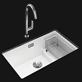 Multiple White Bathroom Sinks with Modern Faucets and Different Design Styles 3d model