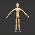 Articulated Wooden Human Figure Sculpture With Carved Joints And Detailed Body Limbs Design