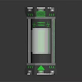 Cylindrical Daily Use Appliance With Green Glowing Transparent Section And Decorative Accents