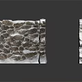 Rough Stone Wall Structure With Frosty Icicles And Snow Covered Edges