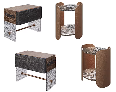 Modern Side Tables With Diverse Designs Wood Metal And Textured Surfaces 3d model