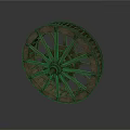 Vintage Wooden Wheel With Spokes And Hub For Historical Equipment