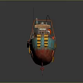 Turquoise Red Model Boat With Orange Structures Yellow Number 5 And Red Cabin 3d model