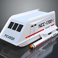 White Picasso Themed Vehicle Featuring NCC17001 F7453 Red Stripe and Rocket Shaped Front