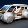 Futuristic Functional Vehicle with Large Windows Open Doors and Spacious Interior 3d model
