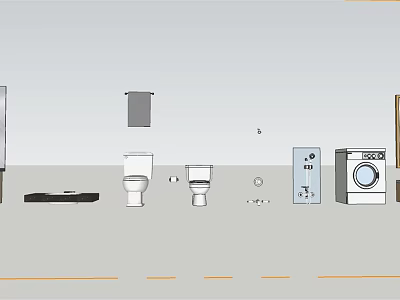Modern Toilet In Bathroom With Sink Toilet Paper Holder And Tiles 3d model