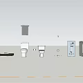 Modern Toilet In Bathroom With Sink Toilet Paper Holder And Tiles