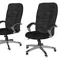 Black Leather Office Chair with Padded Backrest Armrests and Swivel Wheel Base