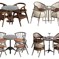 Middle ancient style leisure table and chair combination 3d model