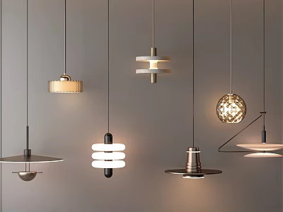 Modern Pendant Lights With Various Designs Different Shapes And Hanging Styles For Interior Lighting 3d model