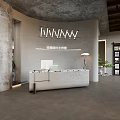 Modern Office Interior With Open Layout Gray Tones Bookshelves Sofas Bar Counter And Green Plants