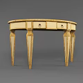 Elegant Gilded Demilune Console Table With Two Decorative Drawers For Classic Luxury Entryway Furnishing