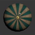 Green And Beige Striped Hot Air Balloon Model With Small Basket And Decorative Elements